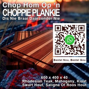 Choppie Plankie - Solid Wood Trinity Braai Cutting Board - Mahogany, Rhodesian Teak & Saligna