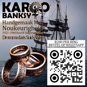Drommedaris, Reijer & Goede Hoop - Jan van Riebeeck - Suid-Afrika / South Africa 1-penny / half-penny - Handcrafted Coin Ring - Change You Can Wear